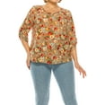 thumbnail image 1 of Women's Plus Size Floral Print Tunic Casual Round Neck Roll Tab Sleeve Blouse Top, 1 of 6
