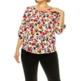 thumbnail image 1 of Women's Plus Size Floral Print Tunic Casual Round Neck Roll Tab Sleeve Blouse Top, 1 of 6