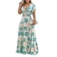 thumbnail image 1 of Women's Plus Size Floral Print V Neck Maxi Dress with Flutter Sleeves 100% polyester fabric for a flowing silhouette, 1 of 6