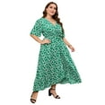 thumbnail image 1 of Women's Plus Size Floral Printed Dress Casual Wrap V Neck A Line Ruffle Belted Dress, 1 of 5