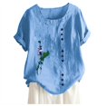 thumbnail image 1 of Women's Plus Size Floral Short Sleeve Boat Neck Summer Ruffle Tops Blouse, 1 of 5