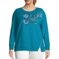 thumbnail image 1 of Women's Plus Size French Terry Side-Zip Graphic Sweatshirt, 1 of 5