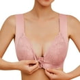 thumbnail image 1 of Women's Plus Size Front Close Bra Wireless Lace Seamless Back Support Bra,Pink,XXL, 1 of 5