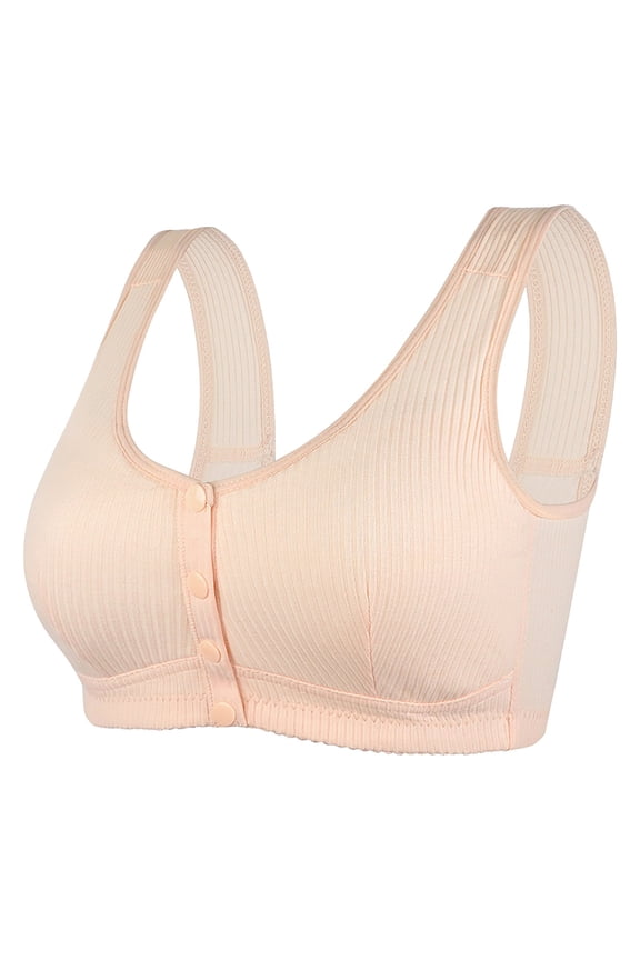 Women's Plus Size Front Closure Bra - No Steel Ring Seamless Design - T-Back Support for Large Bust - Size 36-50 with Adjustable Straps