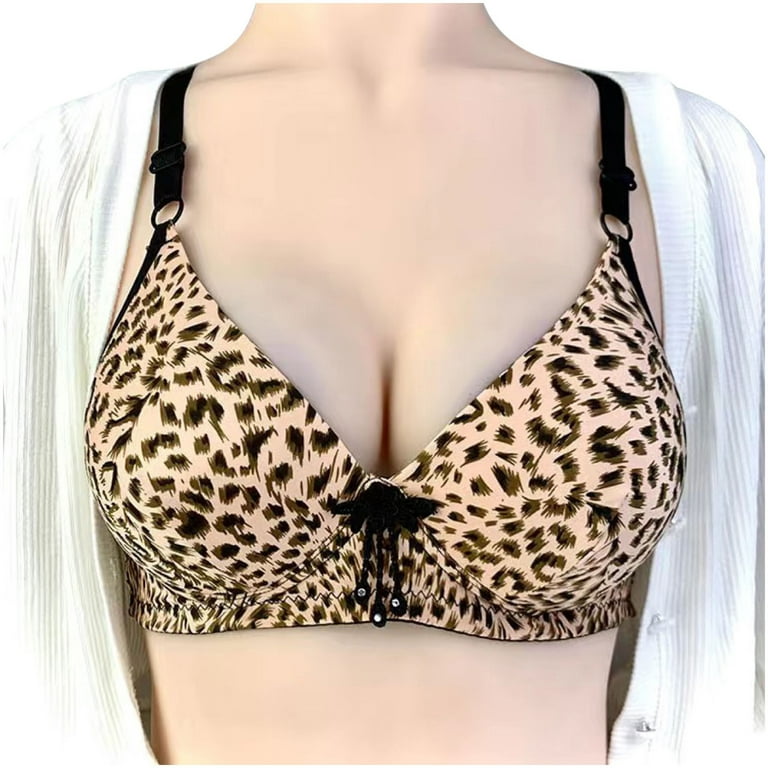 Women's Plus Size Full Coverage Leopard Sexy Comfortable Breathable Back  Closure Printing Non-Wired Bra 