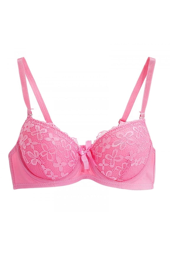 Women's Plus Size Full Coverage Underwire Unlined Minimizer Lace Bra Sexy Lace Steel Ring Bra Push High Seamless Gathering Massage Bra