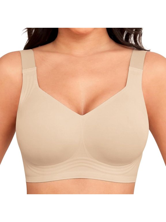 Women's Plus Size Full‑Coverage Wireless Bra, Stretch Shaping Support Bra, No‑Bounce, No‑Dig Marks, Anti‑Sagging Comfort Everyday Bra