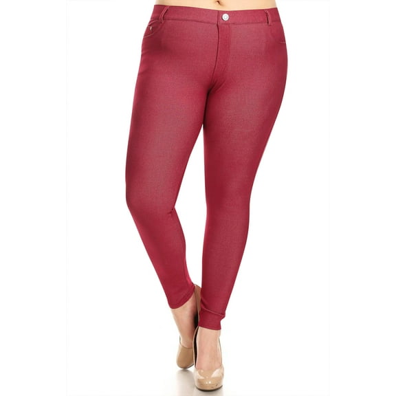 Women's Plus Size Full-Length Solid Jeggings