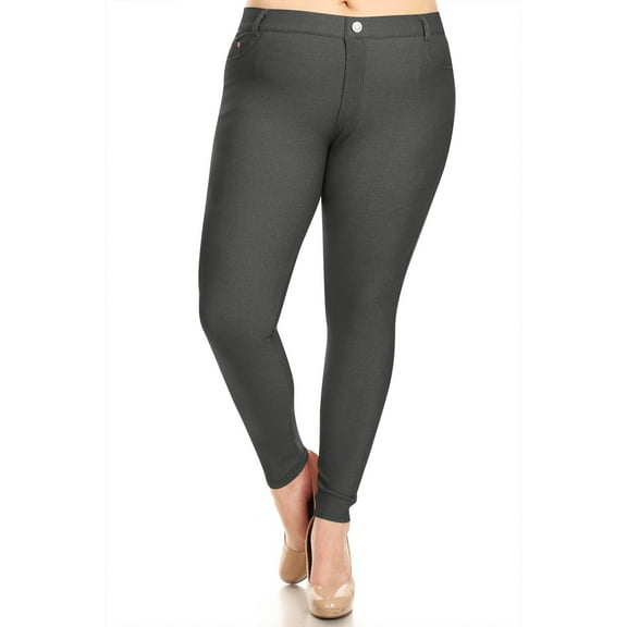 Women's Plus Size Full-Length Solid Jeggings