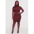 thumbnail image 1 of Women's Plus Size High Neck Ruched Mini Dress, 1 of 3