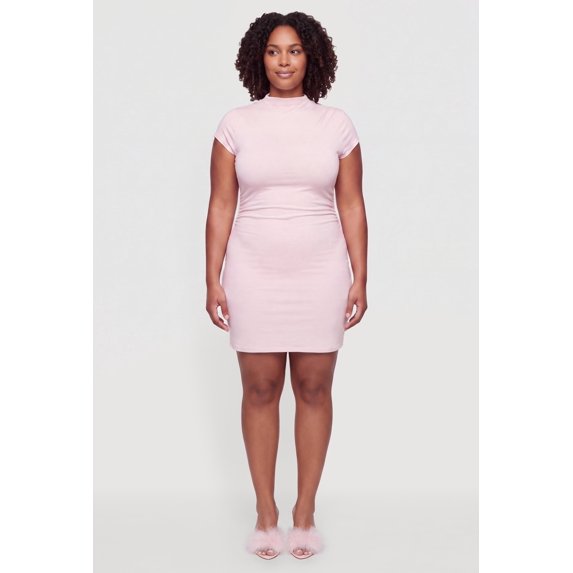 Women's Plus Size High Neck Ruched Mini Dress