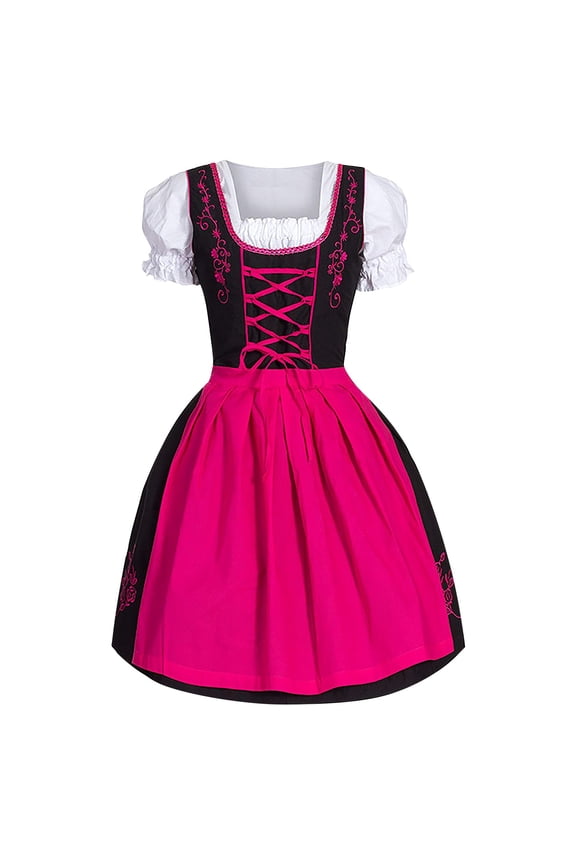Women's Plus Size German Dirndl Dress Square Neck Bavarian Oktoberfest Festival Maiden Attire