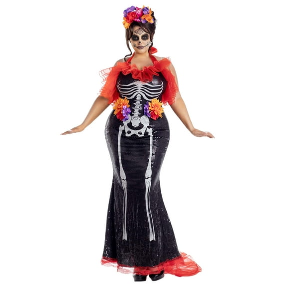 Women's Plus Size Glamour Muerta Day of the Dead Costume