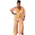 thumbnail image 1 of Women's Plus Size Gold Chain Faux Wrap Jumpsuit Dress, 1 of 4