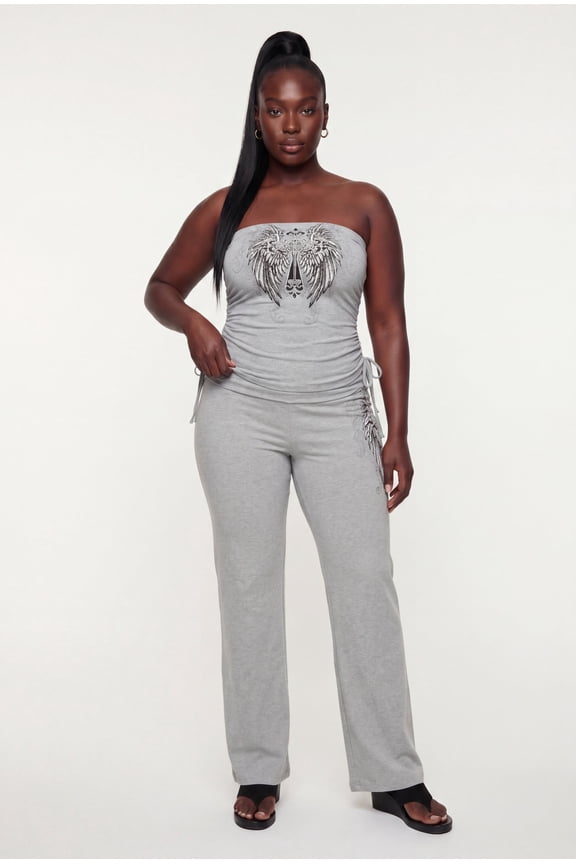 Women's Plus Size Goth Grunge Cross Graphic Fold Over Pants