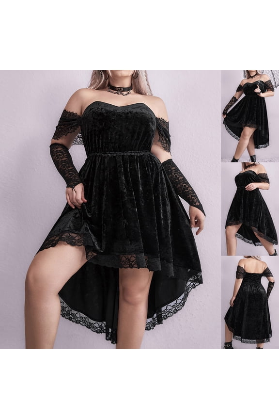 Women's Plus Size Gothic Ball Gown Strapless Backless Tube Evening Dress