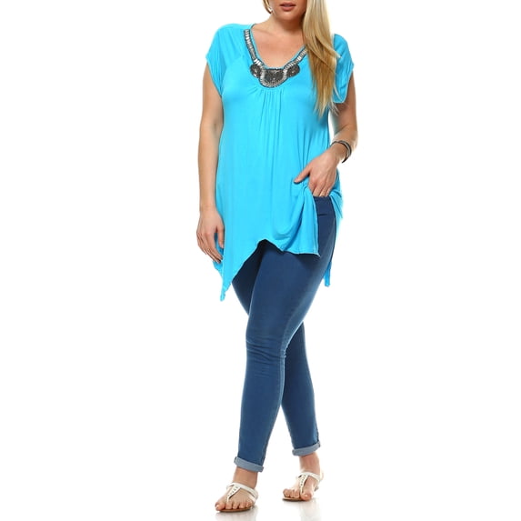 Women's Plus Size Grace Embellished Tunic Top