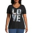 thumbnail image 1 of Women's Plus-Size Graphic Short Sleeve V-neck Tee, 1 of 5