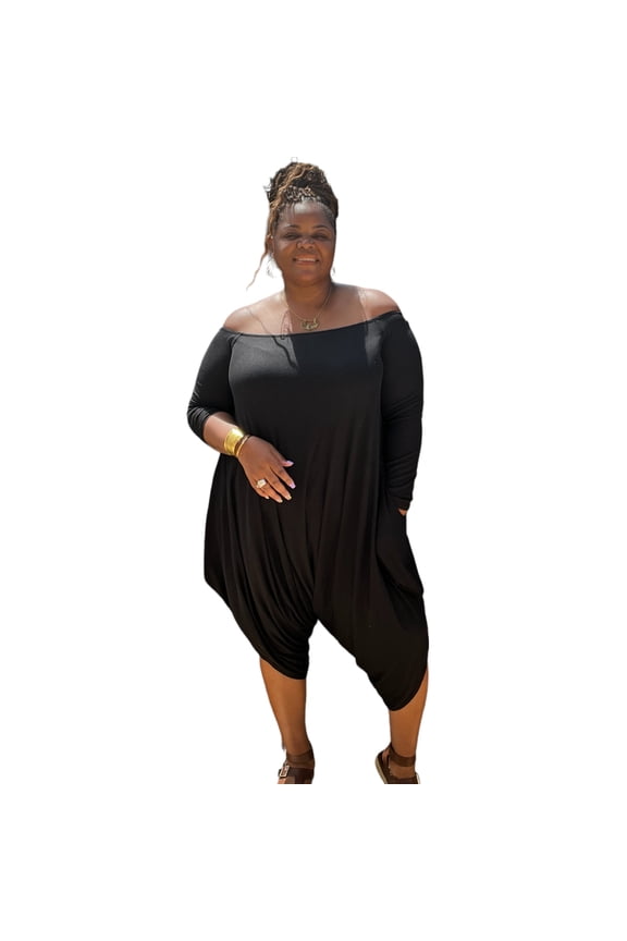 Women's  Plus Size Harem Long Sleeve Jumpsuits