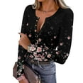 thumbnail image 1 of Women's Plus Size Henley T Shirts Long Sleeve Button Down Tunic Tops V Neck Ribbed Knit Shirts, 1 of 5