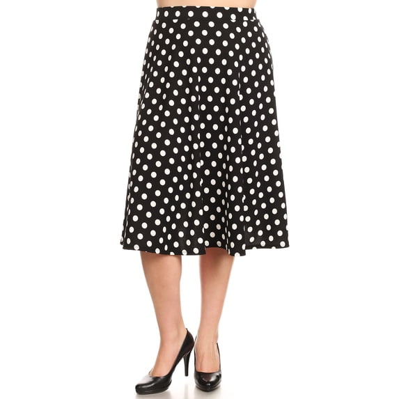 Women's Plus Size High Elastic Waist A-line Multi-Colored Printed Flared Midi Skirts