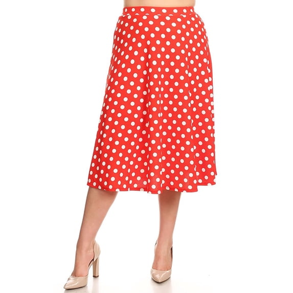 Women's Plus Size High Elastic Waist A-line Multi-Colored Printed Flared Midi Skirts