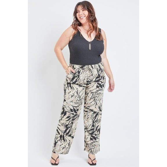 Women's Plus Size High Rise Drawstring Straight Pants