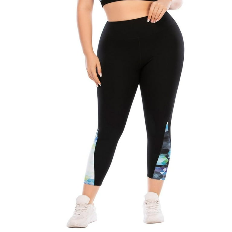 Women s Plus Size High Waist 7 8 Compression Workout Leggings Walmart