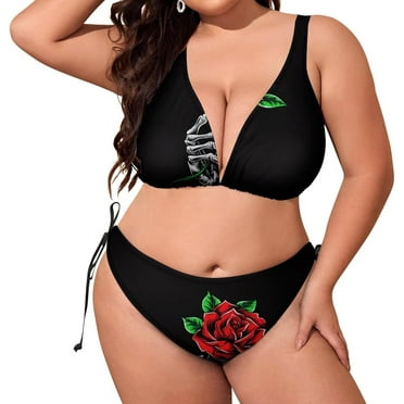 Women's Plus Size High Waist Bathing Suit Adjustable Halter Bikini Set