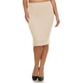 thumbnail image 1 of Moa Collection Women's Plus Size High Waist Casual Lightweight Solid Pencil Midi Skirt, 1 of 3