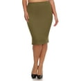 thumbnail image 1 of Moa Collection Women's Plus Size High Waist Casual Lightweight Solid Pencil Midi Skirt, 1 of 3