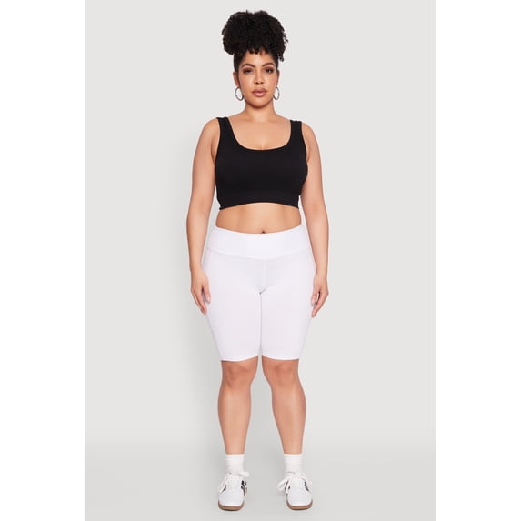 Women's Plus Size High Waist Cell Phone Pocket Biker Shorts