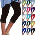 thumbnail image 1 of Women's Plus Size High Waist Cropped Leggings for Yoga and Gym Comfortable Workout Trousers for Summer, 1 of 7