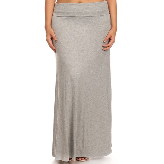 Women's Plus Size High Waist Maxi Skirt Foldable Waistband Relaxed Fit