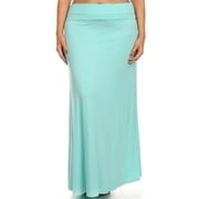 Women's Plus Size High Waist Foldable Elastic Band Relaxed Fit Solid Maxi Skirt