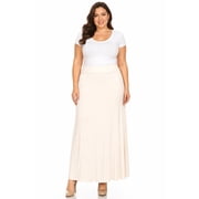Women's Plus Size High Waist Foldable Elastic Band Relaxed Fit Solid Maxi Skirt