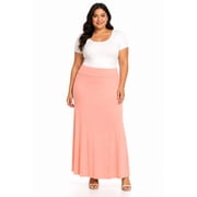 Women's Plus Size High Waist Foldable Elastic Band Relaxed Fit Solid Maxi Skirt