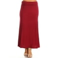 thumbnail image 1 of Moa Collection Women's Plus Size High Waist Foldable Elastic Band Relaxed Fit Solid Maxi Skirt, 1 of 4