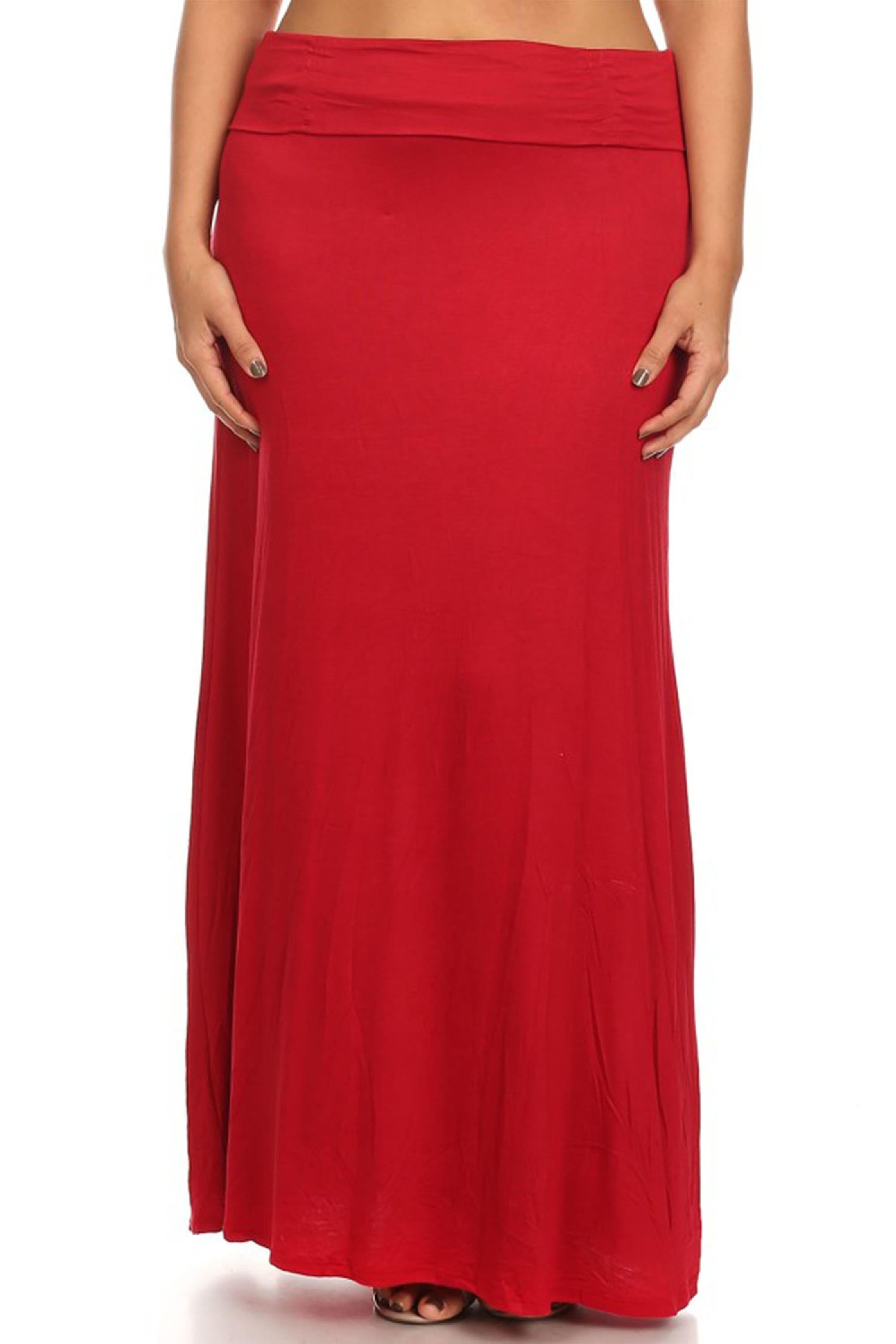 Plus Elastic Waist Fit & Flare Skirt