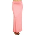 thumbnail image 1 of Moa Collection Women's Plus Size High Waist Foldable Elastic Band Relaxed Fit Solid Maxi Skirt, 1 of 4