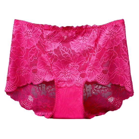 Women's Plus Size High Waist Lace Panties Floral Seamless Comfortable Underwear Breathable Soft Stretch Briefs for Daily Wear
