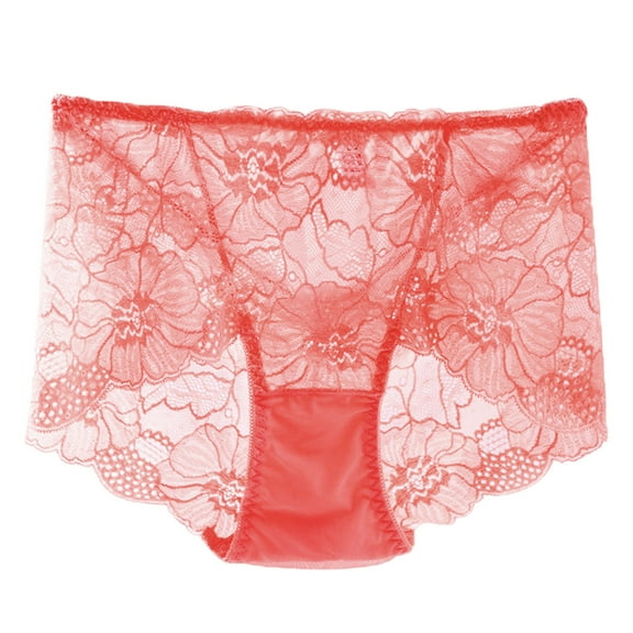 Women's Plus Size High Waist Lace Panties Floral Seamless Comfortable Underwear Breathable Soft Stretch Briefs for Daily Wear