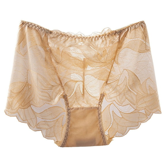 Women's Plus Size High Waist Lace Underwear Seamless Comfortable Breathable Soft Stretch Panties for Everyday Wear