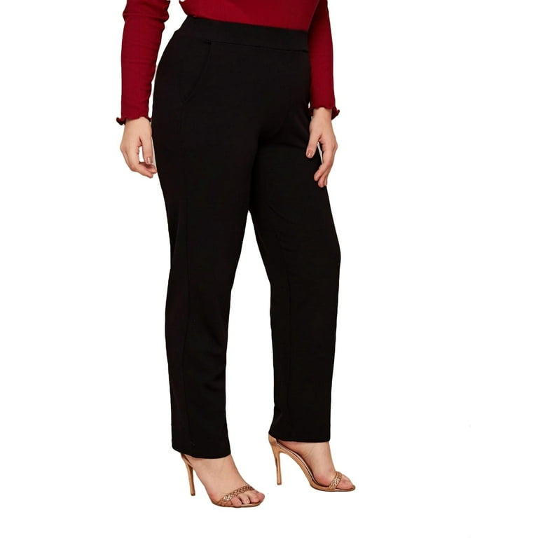 Women's Plus Size High Waist Slant Pocket Straight Tailored Pants 2XL(16)