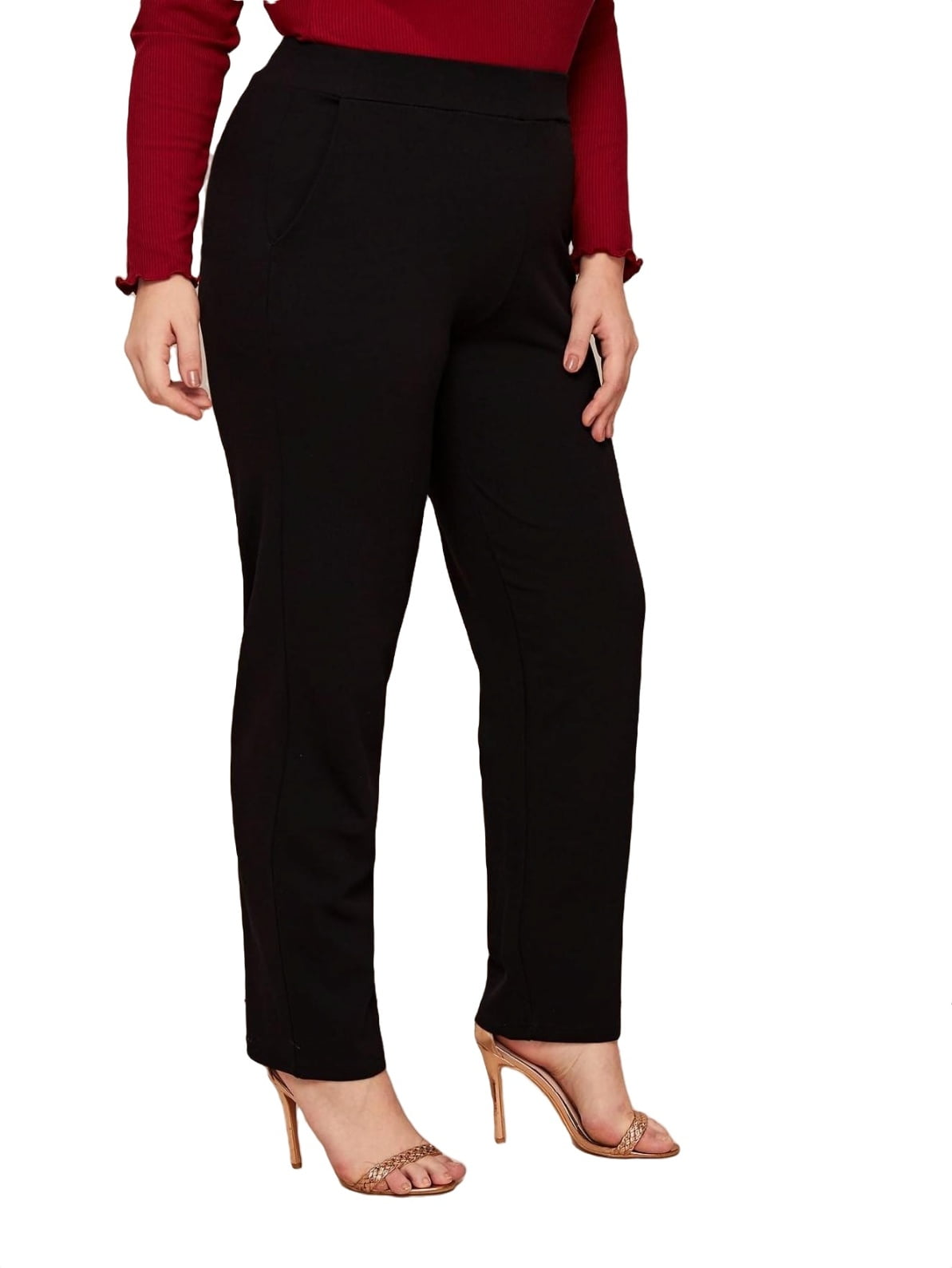 Women's Plus Size High Waist Slant Pocket Straight Tailored Pants 3XL(18) 