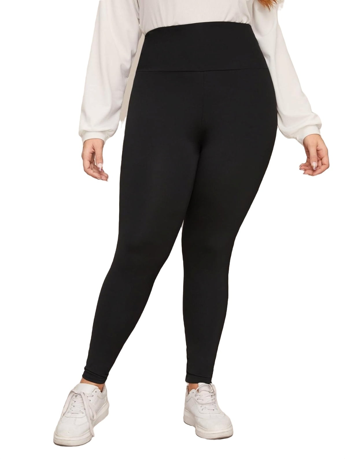 Women's Plus Size High Waist Stretchy Knot Front Solid Leggings Workout Gym  Yoga Pants 3XL(18)