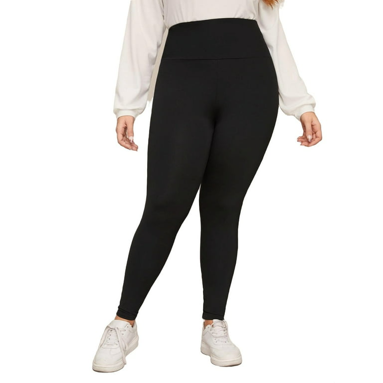 Women's Plus Size High Waist Stretchy Knot Front Solid Leggings Workout Gym  Yoga Pants 4XL(20)