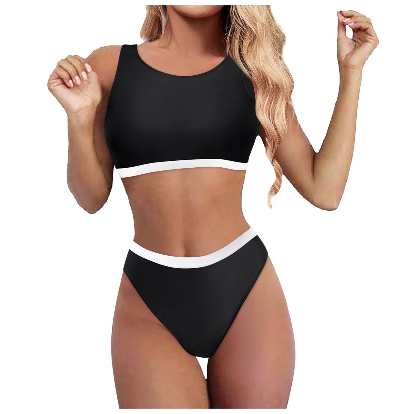 Women s Plus Size High Waisted Bathing Suit Tummy Control 2 Piece Bikini Set Modest Beach Swimwear Graphic Sexy Vintage Swimsuits Removable Pads Tankini Monokini Trendy Ladies Cute Retro Walmart