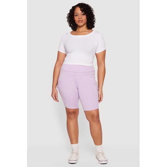 Women's Plus Size High Waisted Cargo Bike Shorts
