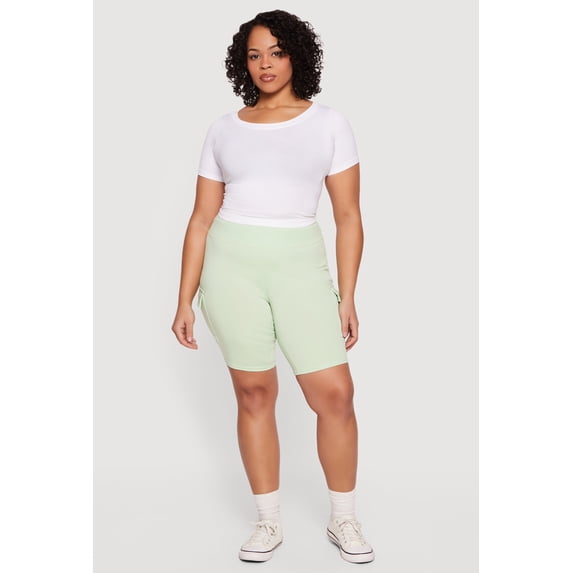 Women's Plus Size High Waisted Cargo Bike Shorts